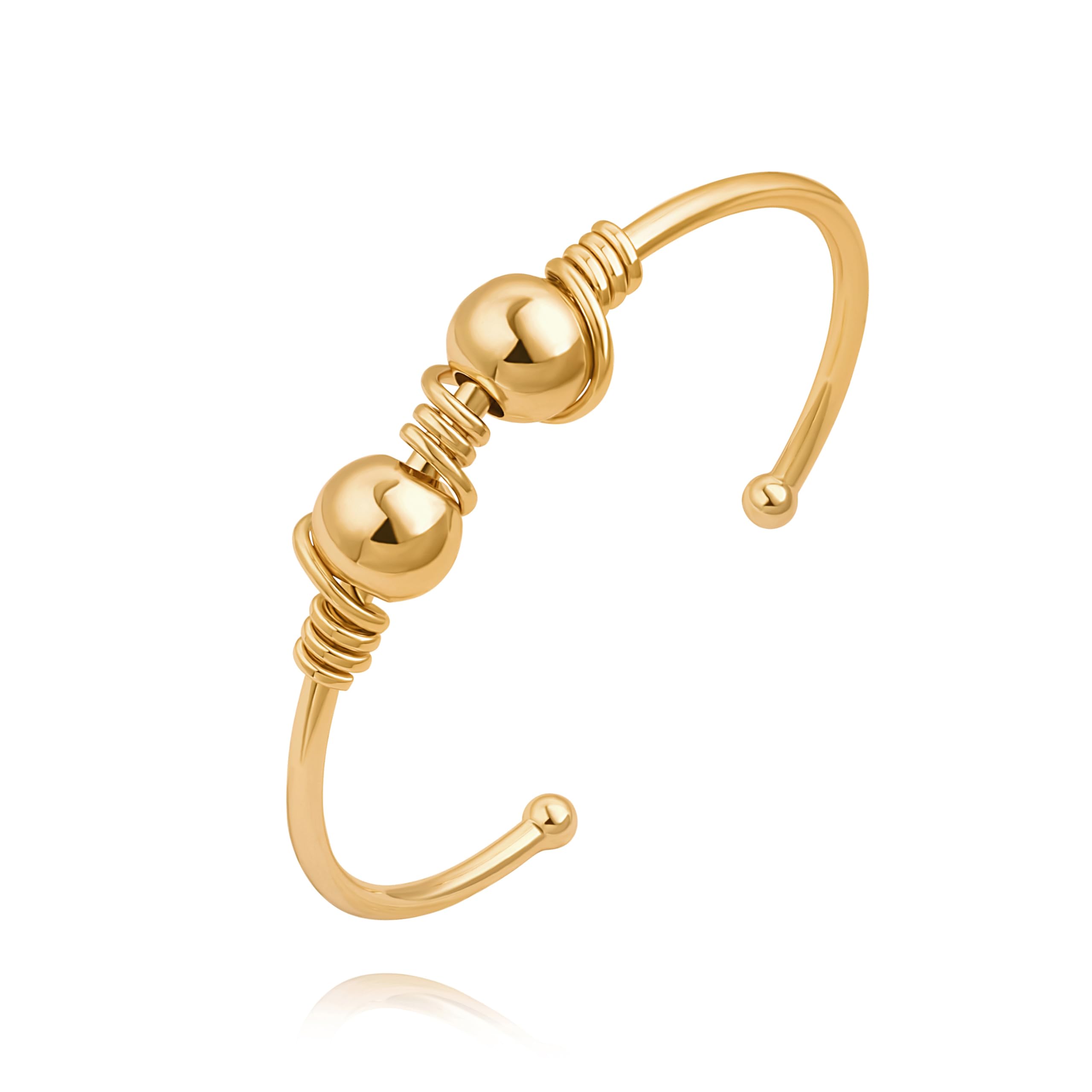 PERNNLA PEARL 18K Gold Plated Cuff Bangle Bracelet Simple Chunky Adjustable Open Bracelet Dainty Personalized Statement Jewelry for Women