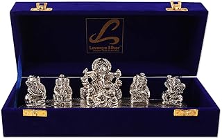 Lavanaya Silver - Silver Plated Lord Ganesha Idol with Velvet Box-Ideal for Home Décor,Office,Pooja Room|Perfect for Diwal Price In India