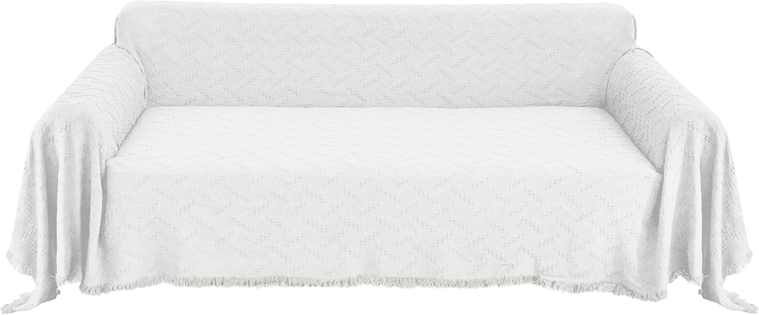 HOMERILLA Cotton Couch Cover Geometric Jacquard Sofa Cover