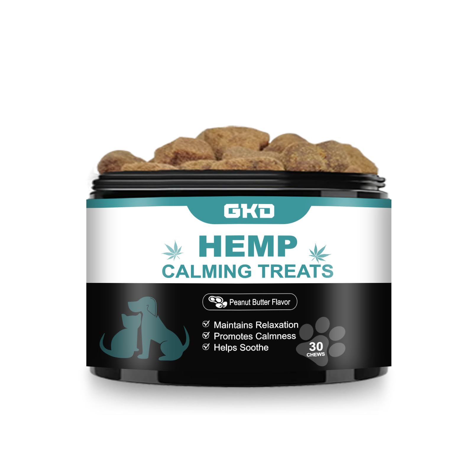 GKD Dog Calming Chews - Anxiety Relief Treats, Hemp Dog Calming Treats Relief Bites Gummies, Anxiety Relief Sleeping Comfort Firework Grooming Seperation Relaxation, Pets Health Supplies
