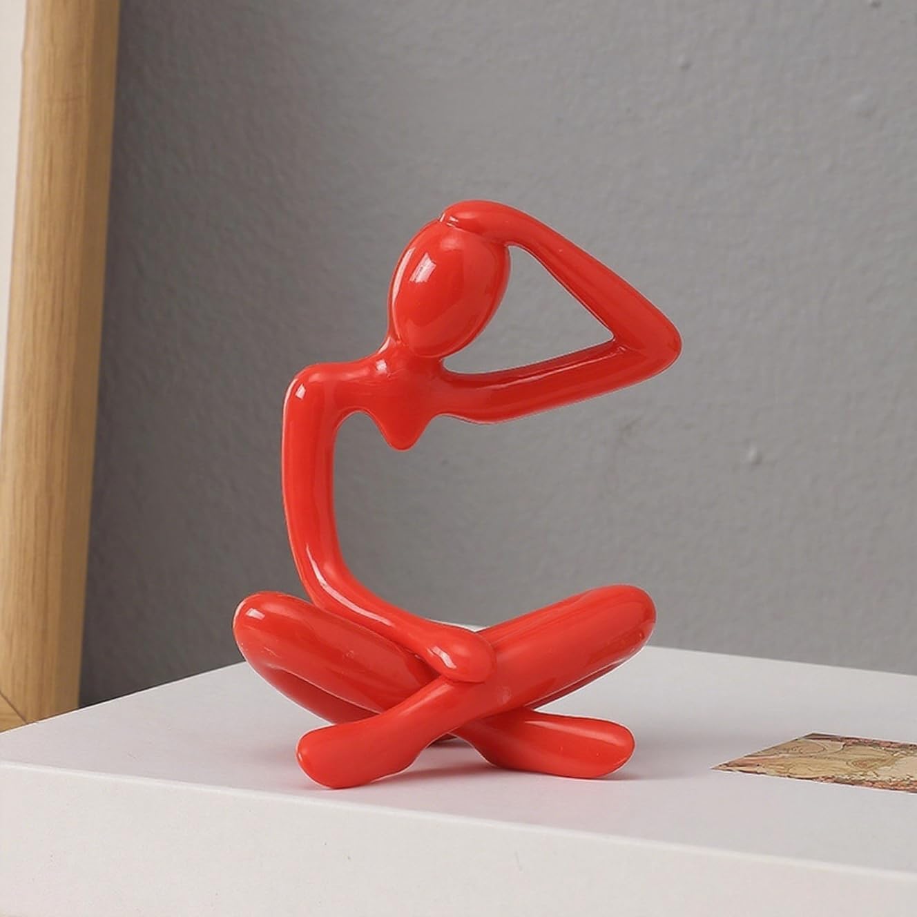 Bookshelf Decor Thinker Statue – Abstract Art Reading Thinker Sculpture Figurine…