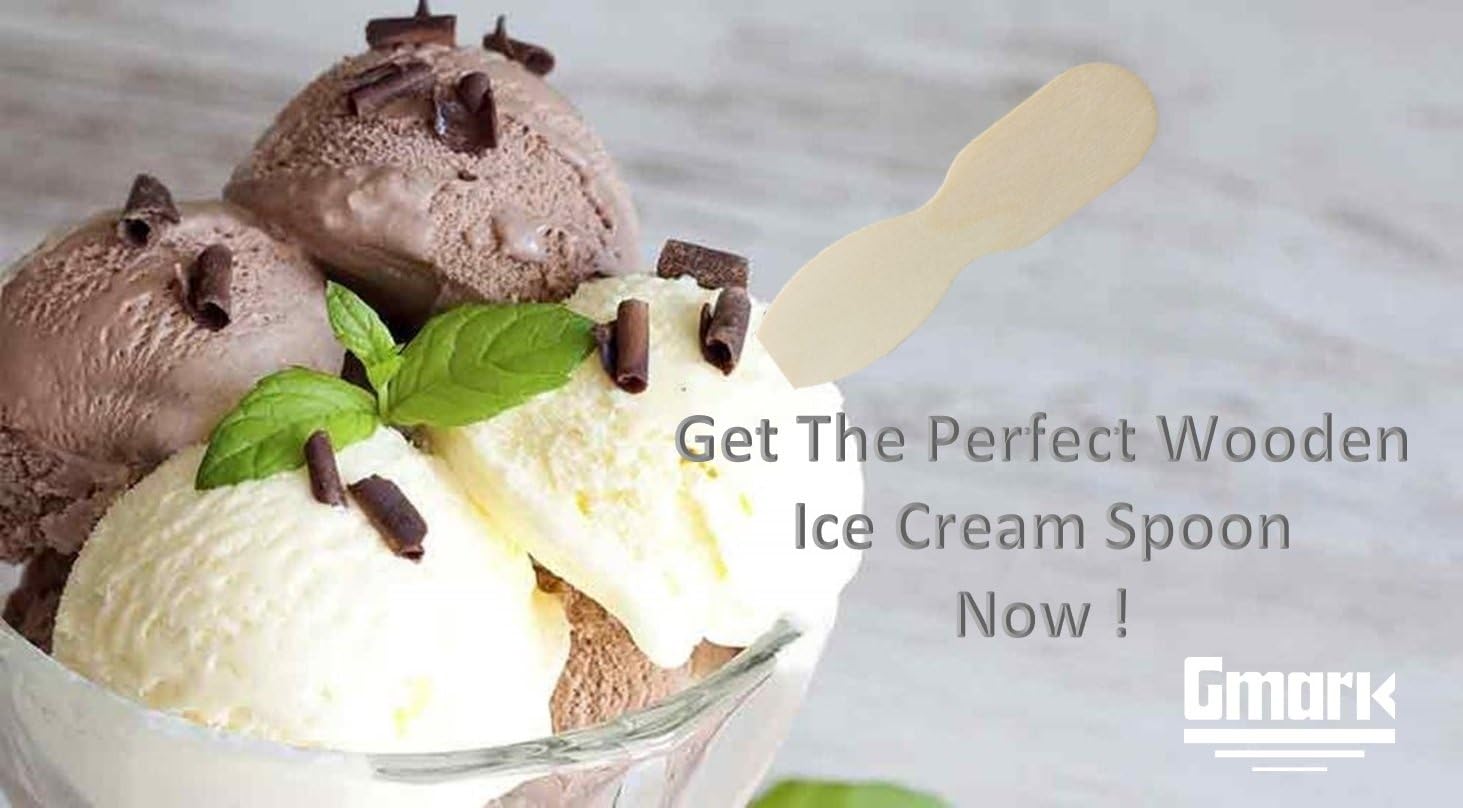 Gmark 100 Count Mini Wooden Ice Cream Spoons, 3 Inch Disposable Tasting Spoons for Food Samples, Small Biodegradable Sampling Spoons for Dessert Bars, Wedding Parties & DIY Crafts GM1037