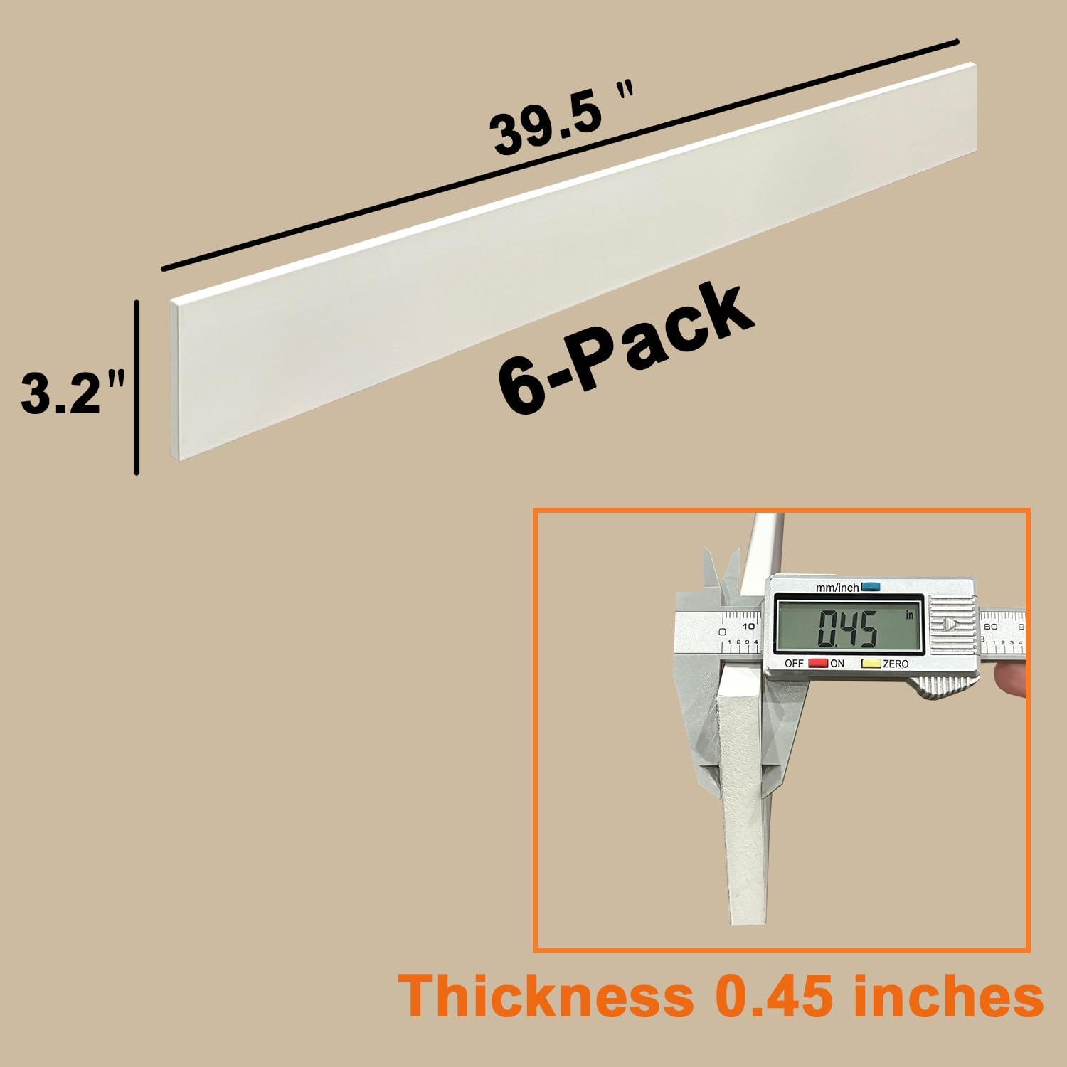 Yutianli Peel and Stick Wall Baseboard Molding Trim 6-Pack of 39.5"x 3.2" Grey PVC Wall Base Moulding Trim Self Adhesive Ceiling Molding Trim