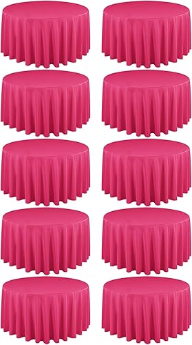 Miniatura 385 de Paquete de 10 manteles redondos de 120 pulgadas, mantel de poliéster blanco para mesa redonda, resistente a las manchas y a las arrugas, mantel