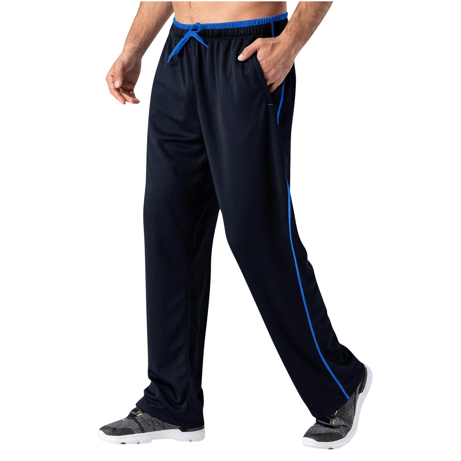 Mens Lightweight Sweatpants Loose Fit Open Bottom Mesh Athletic 2025 Wide Leg Pants with Zipper Pockets