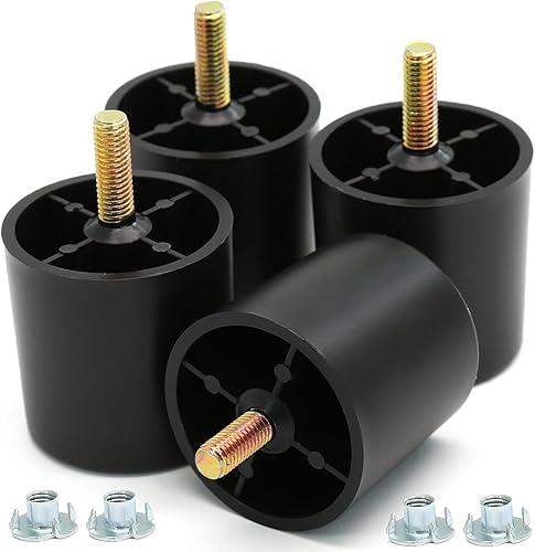 Murtenze 4 patas de plástico para sofá de 2 pulgadas, patas de repuesto negras para sofá, patas redondas para muebles con pernos M8 para sofá,