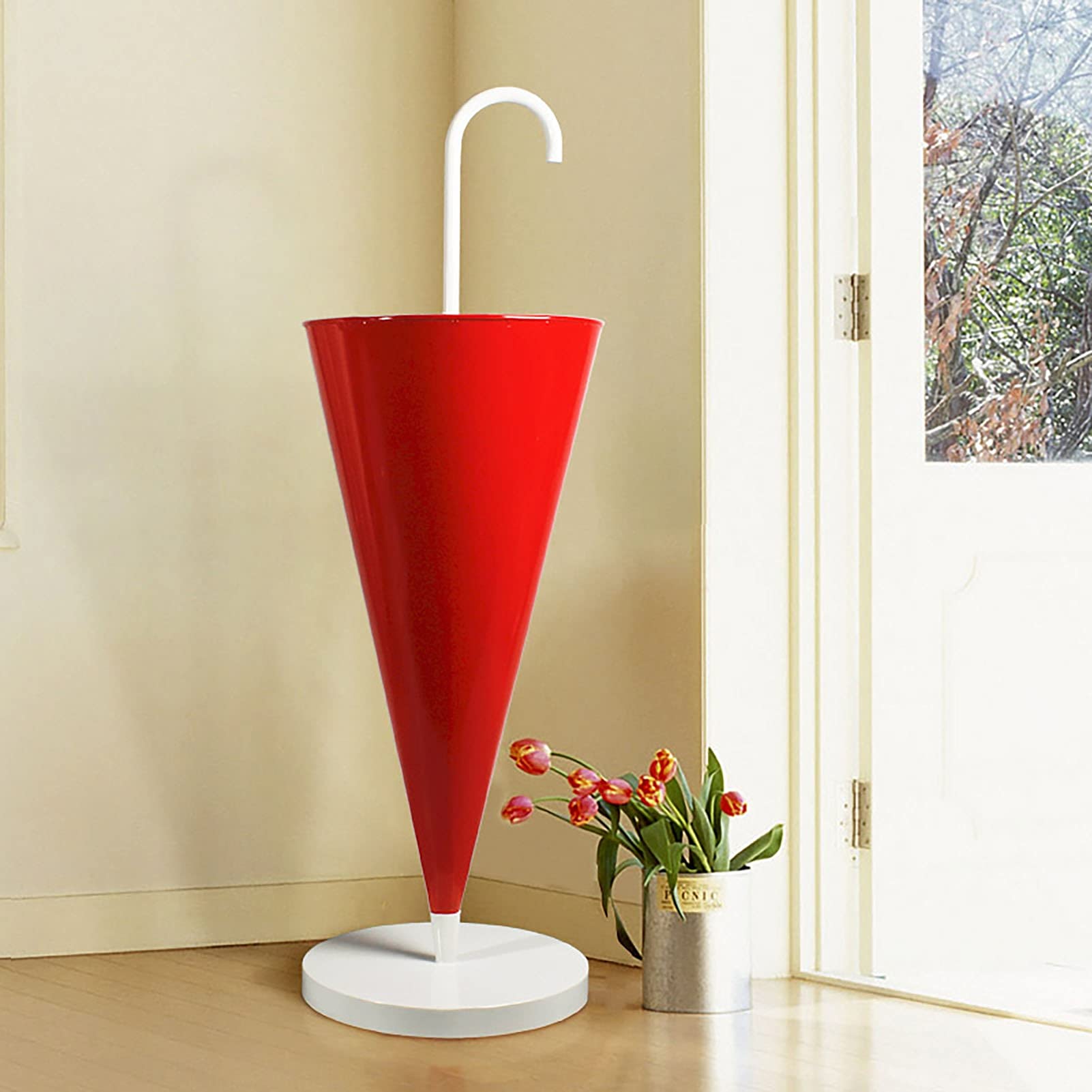 Umbrella Stand Red Umbrella Shape Umbrella Rack, Metal Space