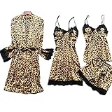 KUXUAN Frauen Sexy Pyjamas Sets 4 Pcs - Nachthemd mit Brustpolster,A-XLarge