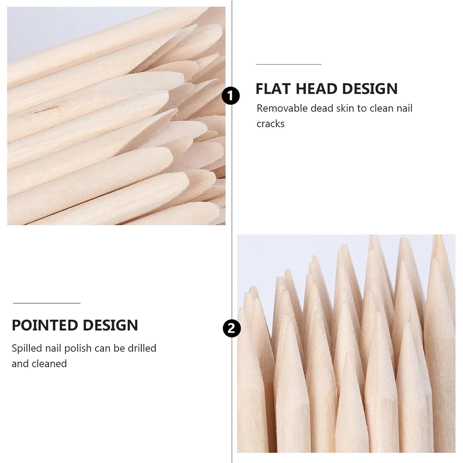 Disposable Cuticle Sticks For Nails 300Pcs Manicure Tools Set Nail Care Kit with Orange Wood Sticks for Cuticle Removal | Safe cuticle removal & nail cleaning sticks. 300-piece bulk set for home or salon use.