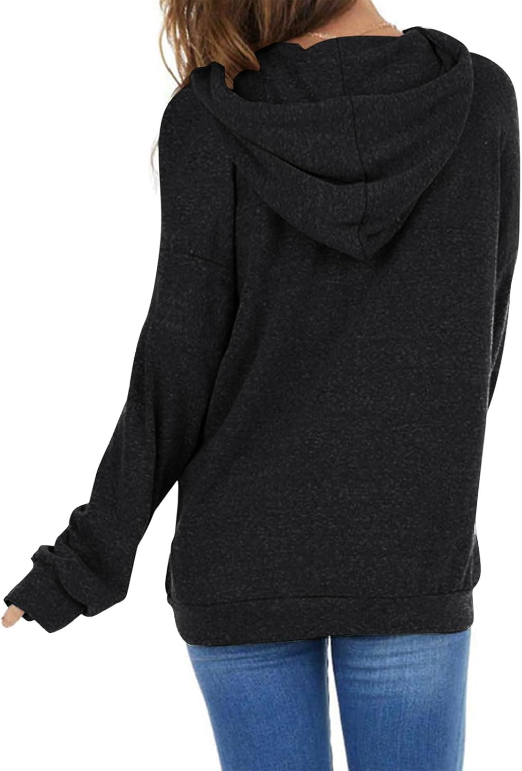 PGANDS Women's Long Sleeve Drawstring Hoodies Sweatshirt Casual Loose Lightweight Pullover Tops with Pocket - Image 4