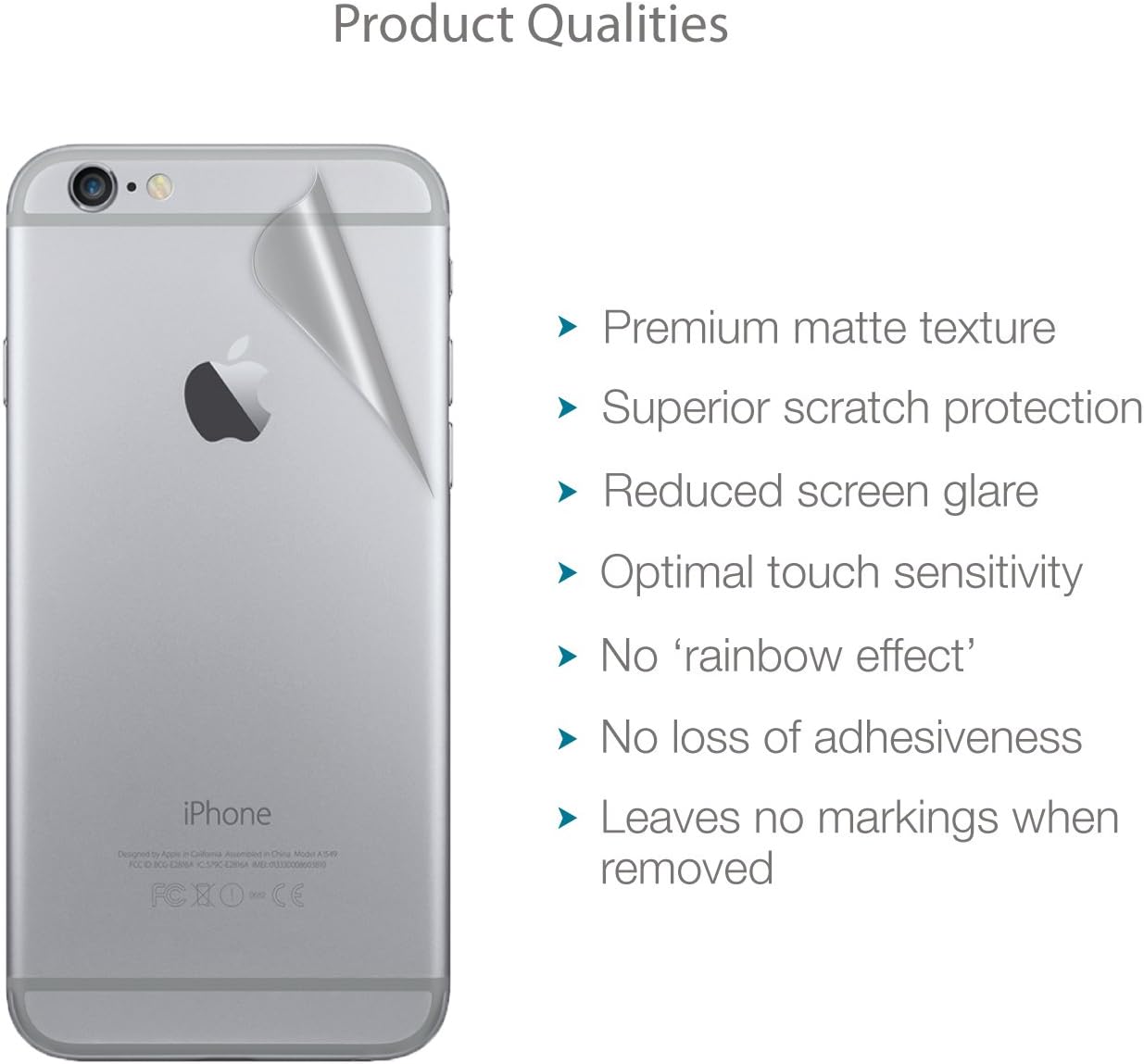 MediaDevil Back (Rear) Screen Protector for iPhone 6 and iPhone 6S, Matte Clear [2 x Back Protectors]
