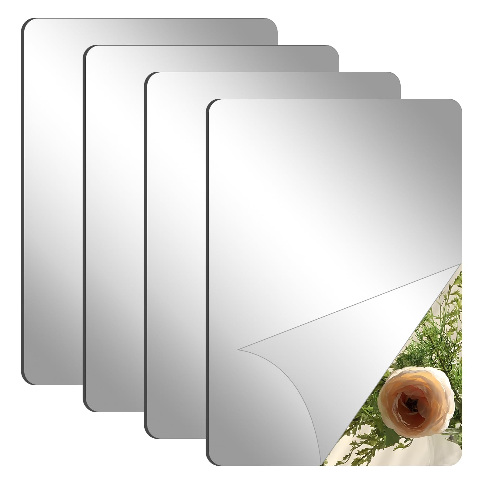 Shatterproof Acrylic Self Adhesive Mirror Tiles for Walls 20x30cm 4 Pcs
