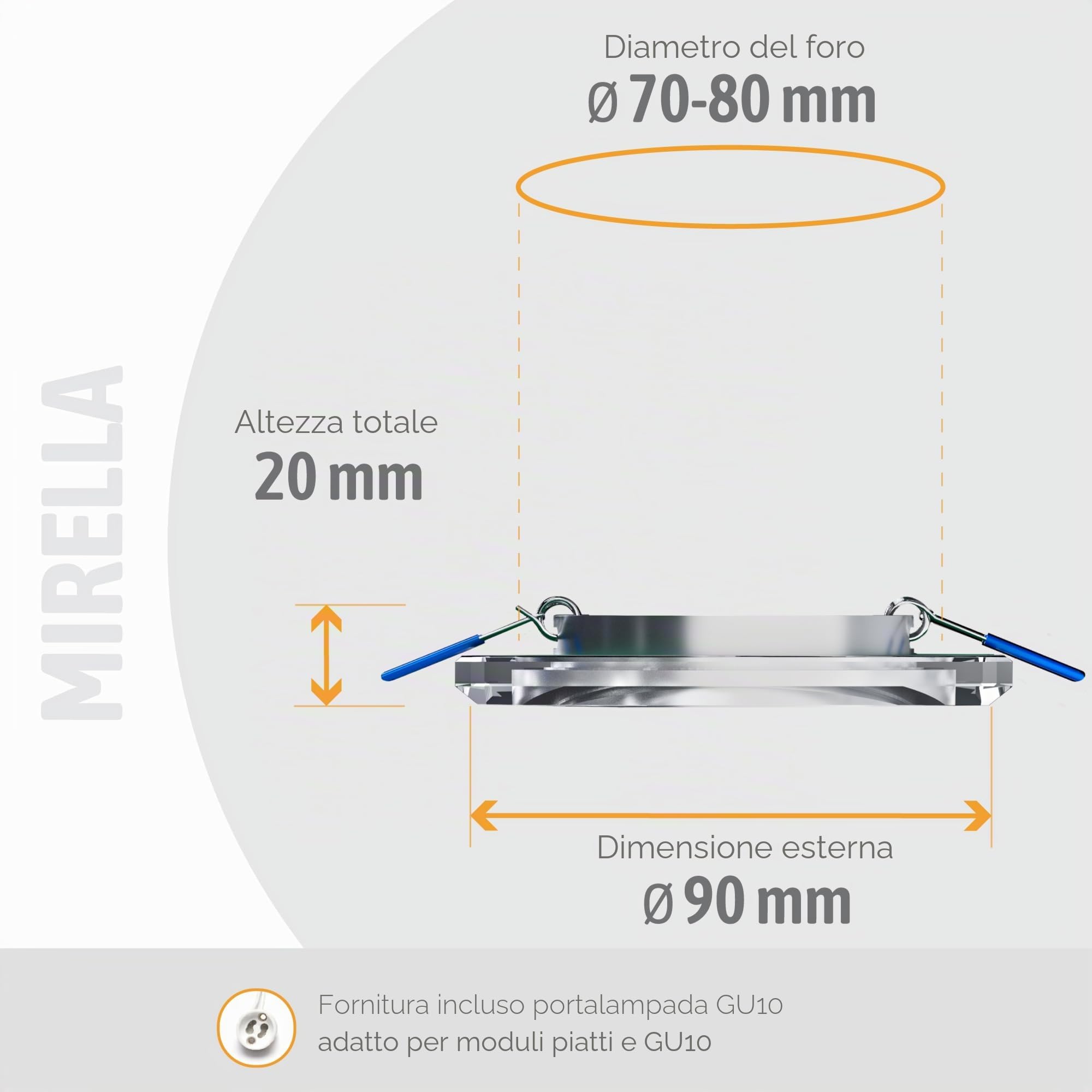 SSC-LUXon MIRELLA - Faretto a LED da incasso orientabile quadrato in vetro specchio, set | Installazione rapida e discreta per un rendering pulito, basso consumo e lunga durata nella vita quotidiana.