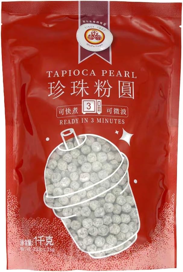 Wufuyuan Black Tapioca Pearl Boba for Bubble Tea Drink Boba Milk Tea 1KG