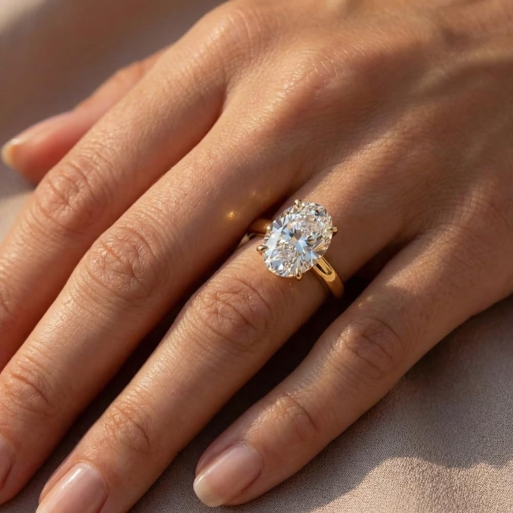 P3 POMPEII3 Pompeii Certified 5Ct Oval 14k Yellow Gold Diamond Engagement Ring Lab Grown - Size 6 (H,VS2)