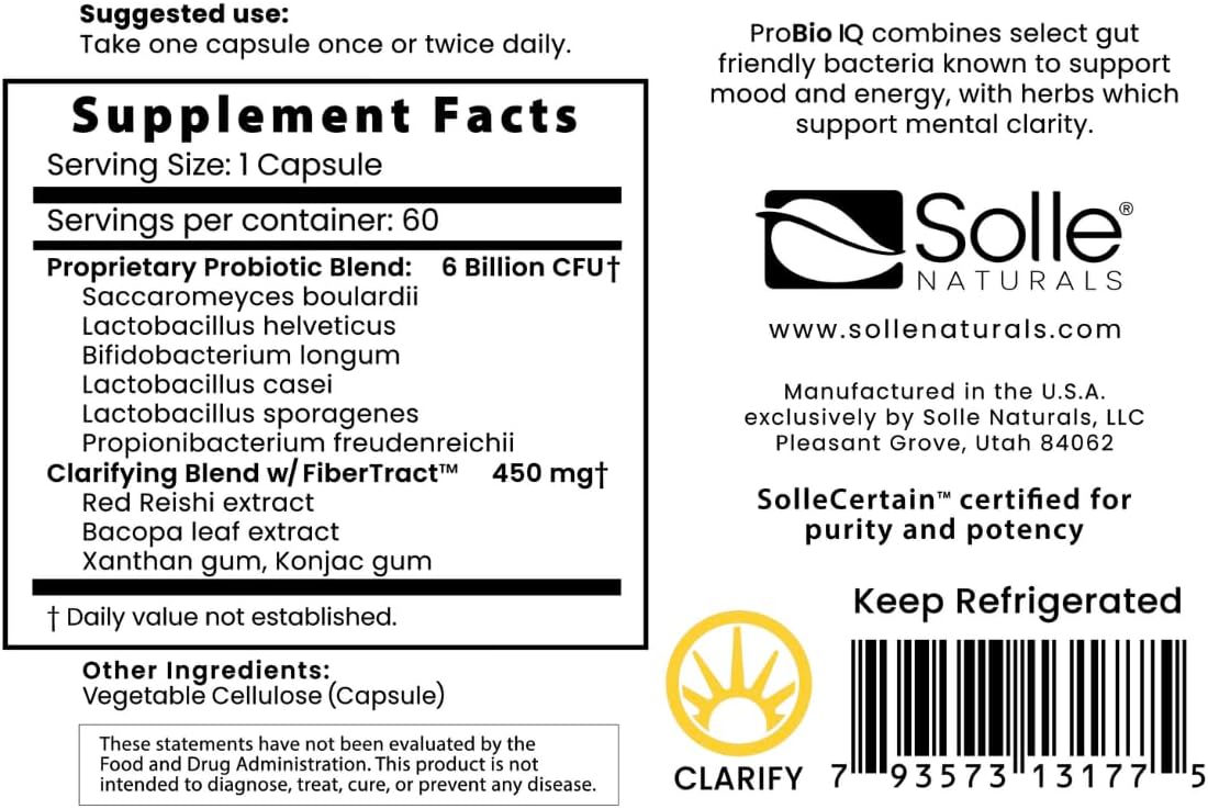 Solle ProBio IQ | Probiotics with Purpose | 60 Capsules