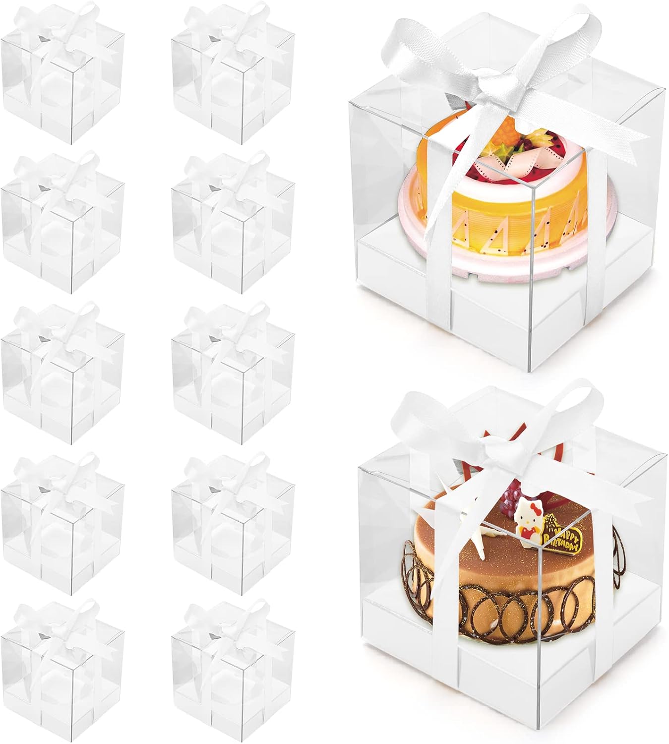 Anglecai 12 Pack Clear Plastic Cupcake Boxes, 3.5 Inch