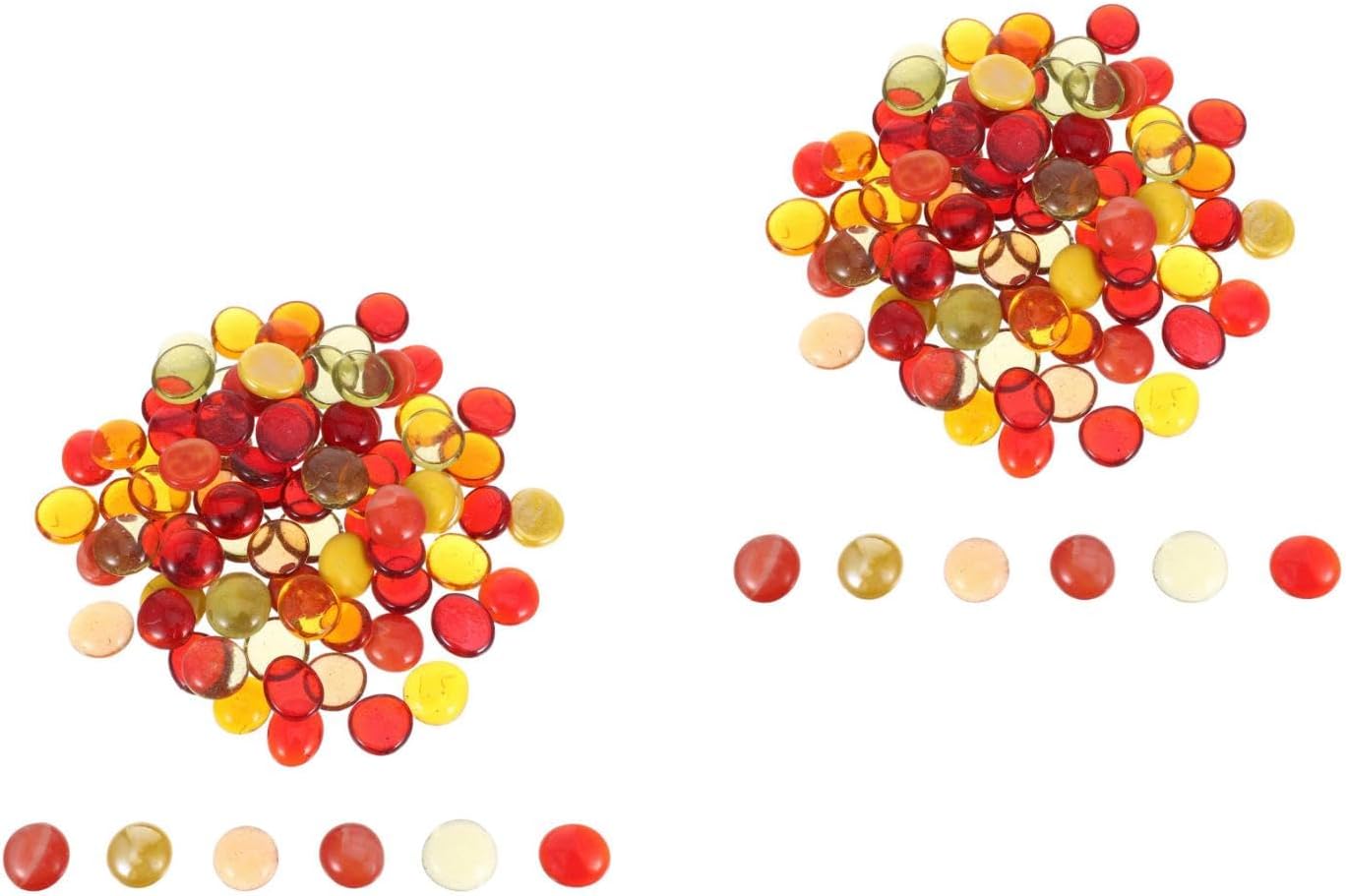 LOGOFUN 2 Sets Flat Glass Marbles Decorative Pebbles for Aquarium Vase Filler Arts Crafts 400g