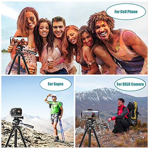 Handy Stativ, ZETONG 127cm Smartphone Stativ mit Fernauslöser and Halterung Dreibeine Stative Fotostativ für iPhone/Galaxy/Huawei Leichtes Kamera Schwarz – Bild 3