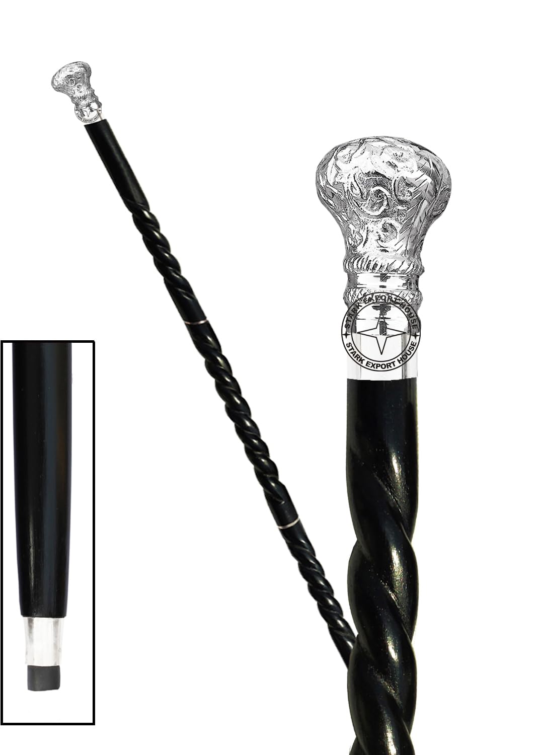 Nickel Brass Walking Cane Rosewood Designer Wooden Walking Stick with Brass Handle Gift for Men & Women 37 inch (VCXZ)