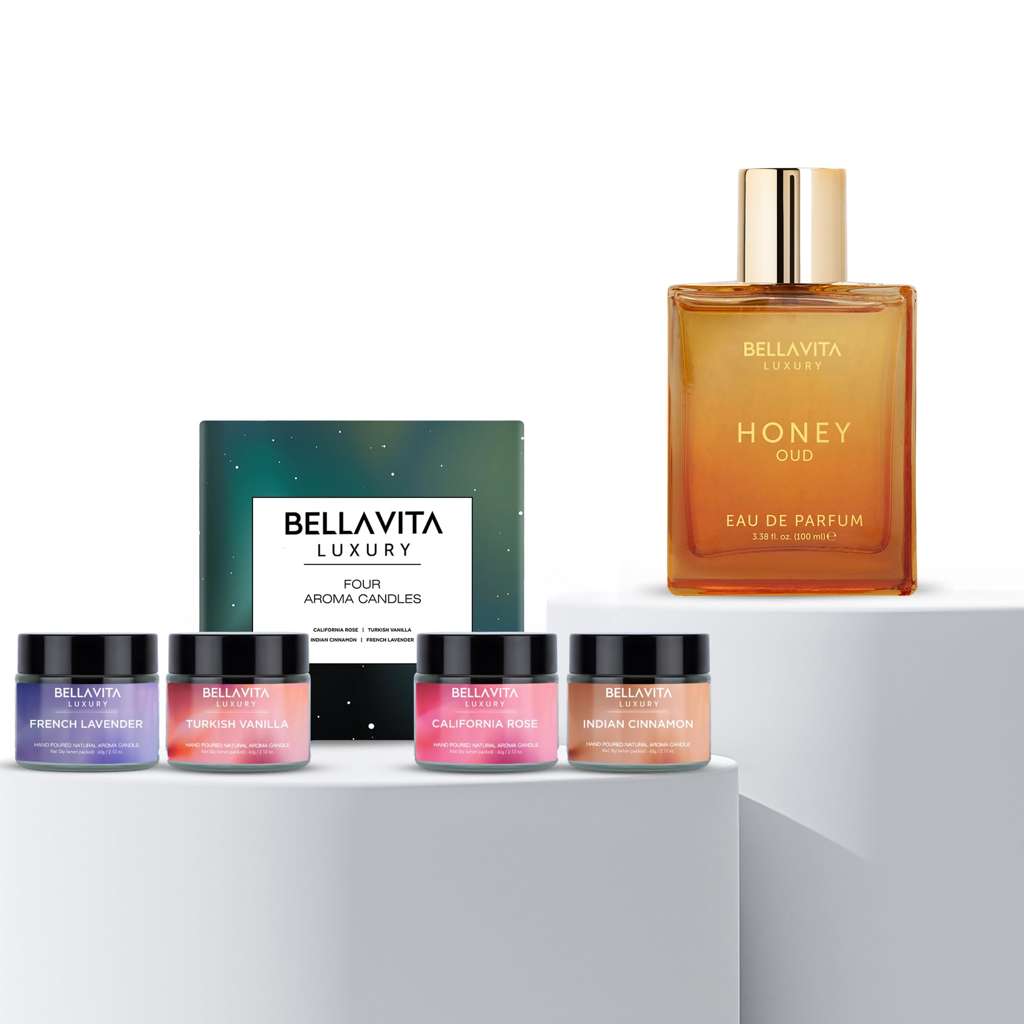 Bella Vita Luxury's Honey Oud Perfume and Scented Candles | Valentines Day Gift for Her | Perfume and Scented Candles for Women | Valentine's Gift Set