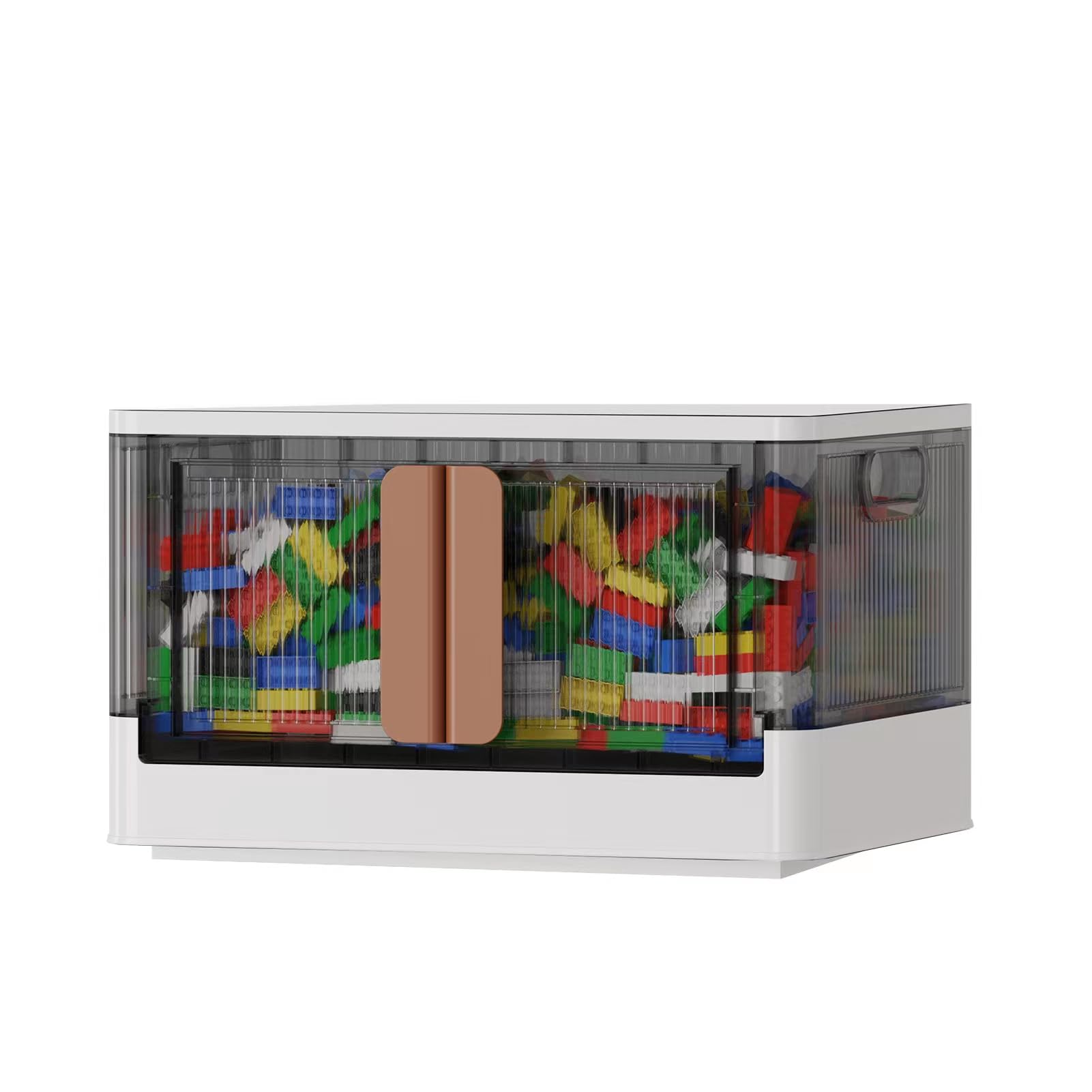 Sineda Storage Bins with Lids - 8.4 Gallon Stackable Storage Bins. Collapsible Storage Bins with Wheels and Door, Ideal for Storage and Organization.(8.4 Gal - 1 Pack, White)