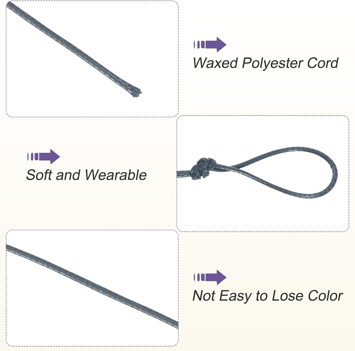MECCANIXITY Waxed Cord 1mm Waxed Polyester Cord 11 Yard Wax String for Bracelet Making,Necklaces, Beading,Jewelry Making and DIY Crafts(Dark Gray)