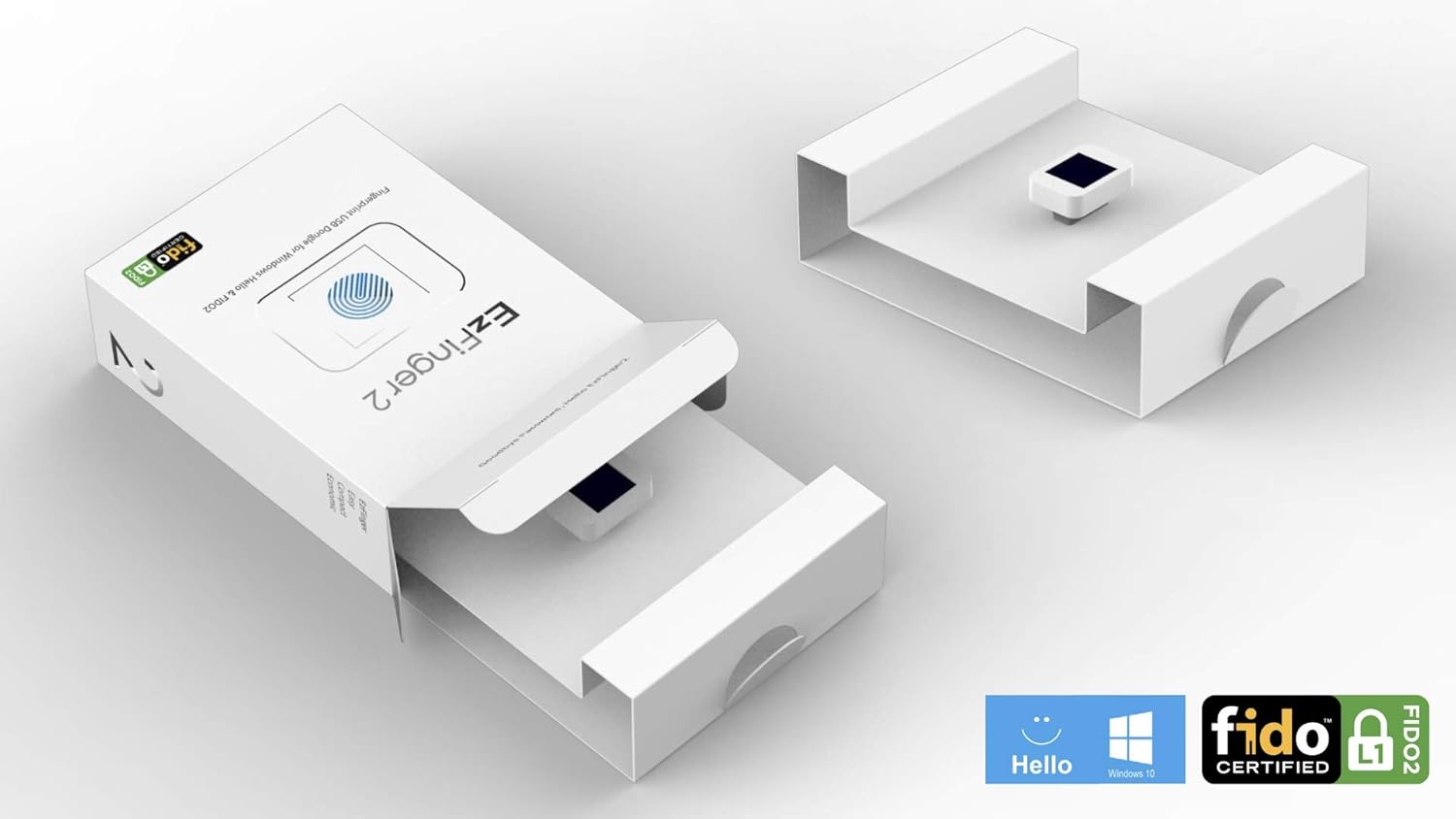 Black Friday 🔥 Octatco EzFinger2 [White] – Fingerprint Security Key, FIDO2 Certified – Compatible with Windows Hello, Office 365, Azure and Many More Platforms – Fast and Secure Authentication