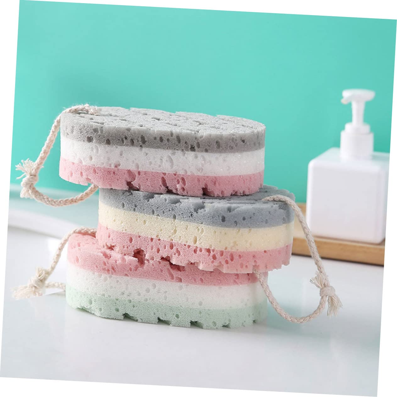Healvian 5 Set di Spugne Esfolianti per Il Bagno per La Pulizia del Corpo per Uomini E Donne con Spazzola per 6 Pezzi*5