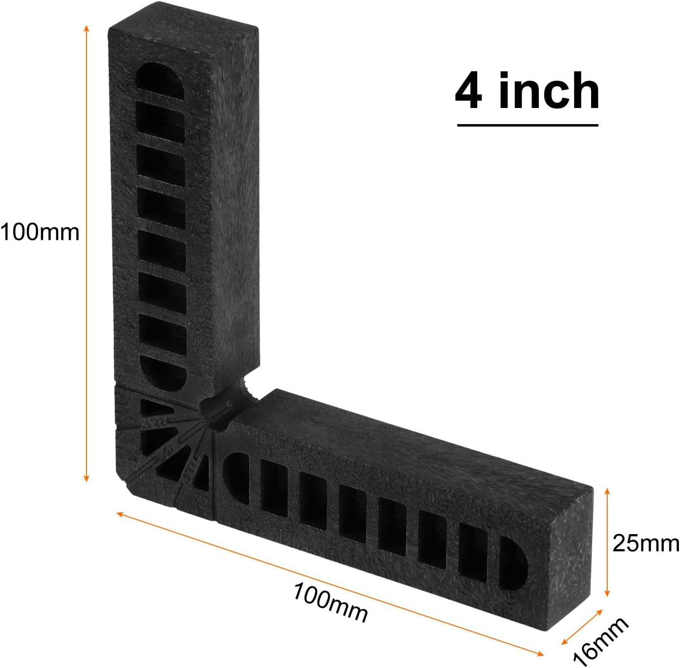 HARFINGTON 8pcs 90 Degree Positioning Squares 4"x4" (100x100mm) Right Angle Corner Clamps Woodworking Tools for Cabinets Picture Frames and Boxes, Black