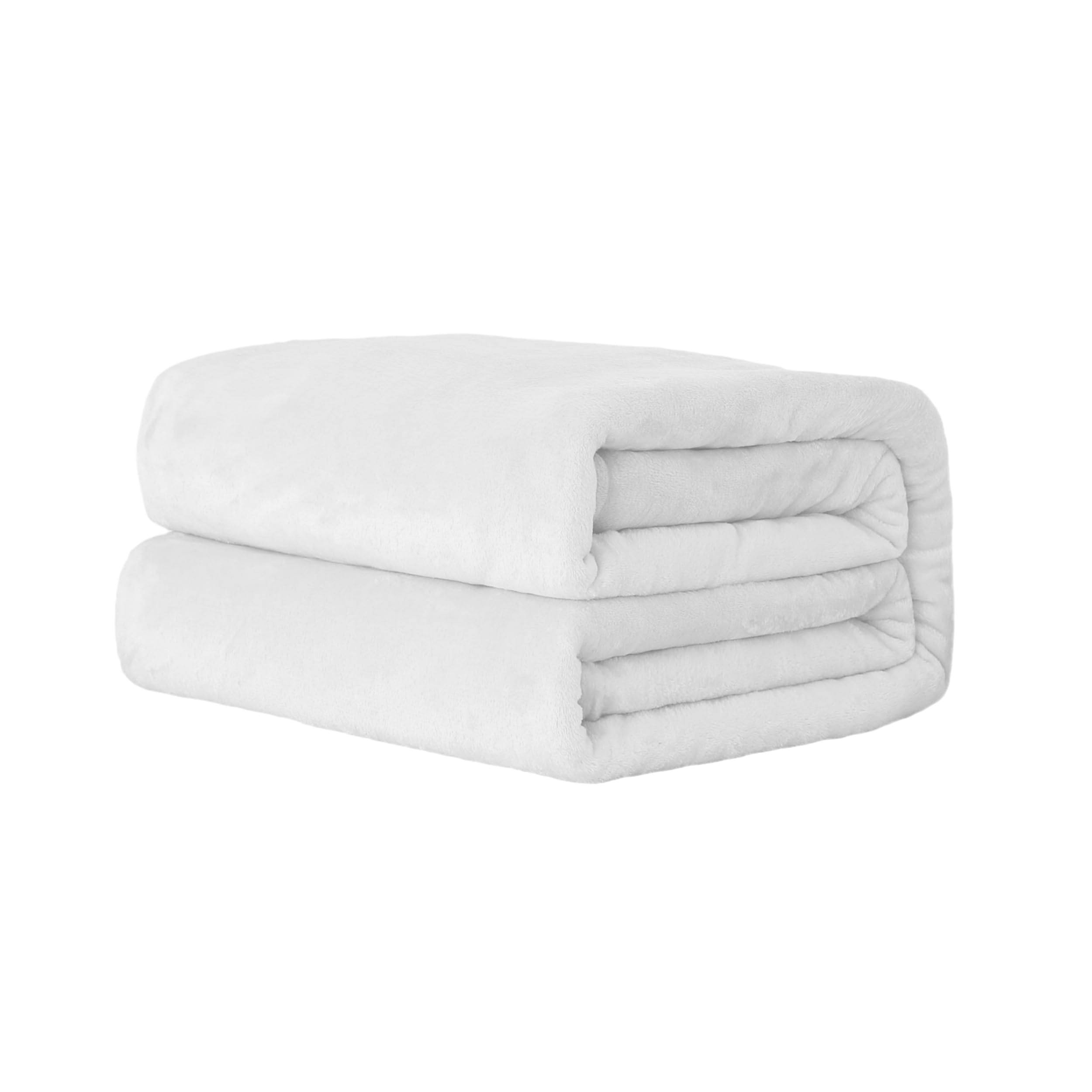 Mantas Franela para Sofá y Cama 100% Microfibra - Manta Polar Ligera y Cálida, Flannel Blanket de Tacto Suave - Color Blanco, 220 x 240 cm