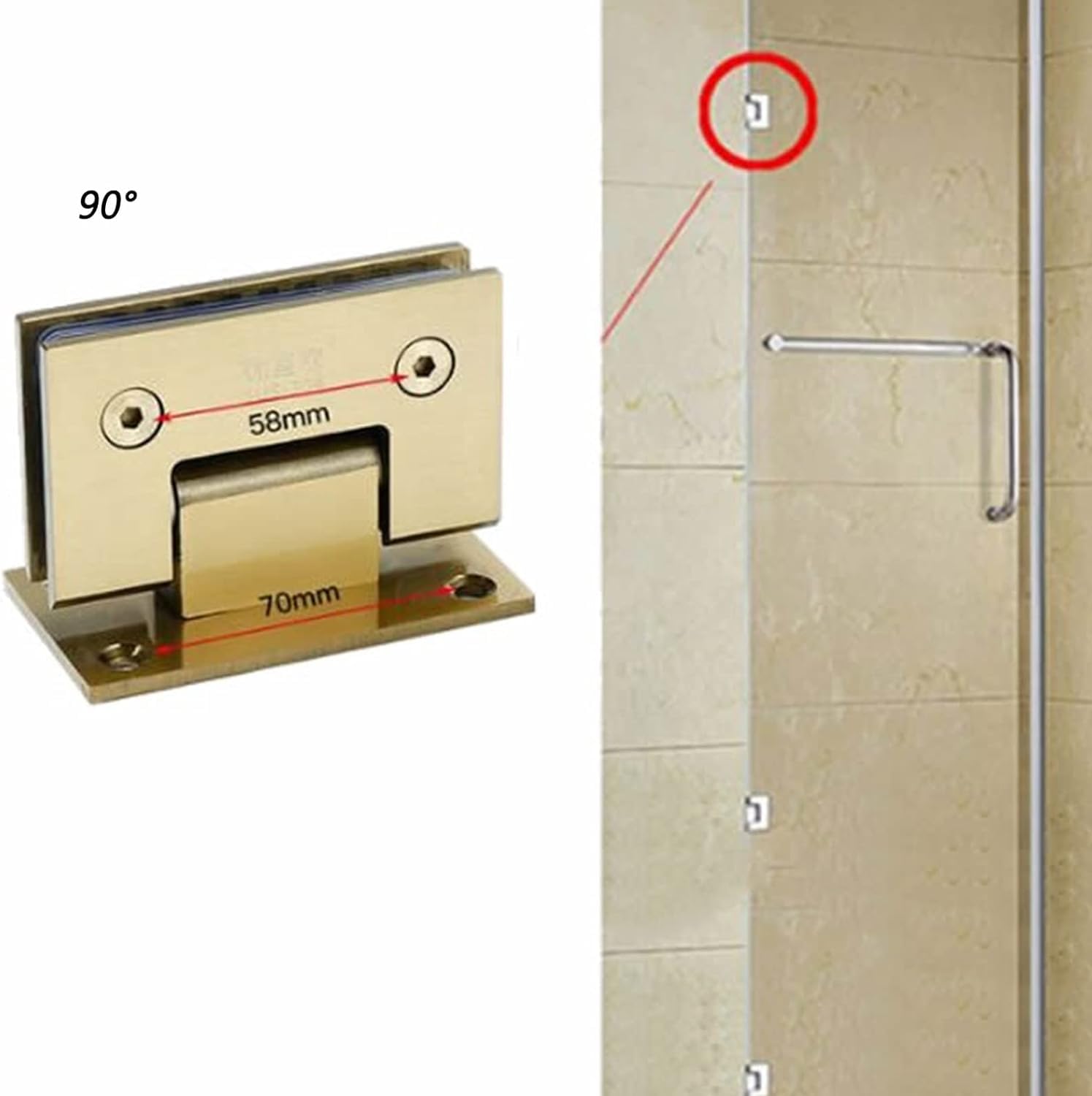 Clip/abrazadera de puerta vidrio cuarto ducha Color dorado(135 Degree)