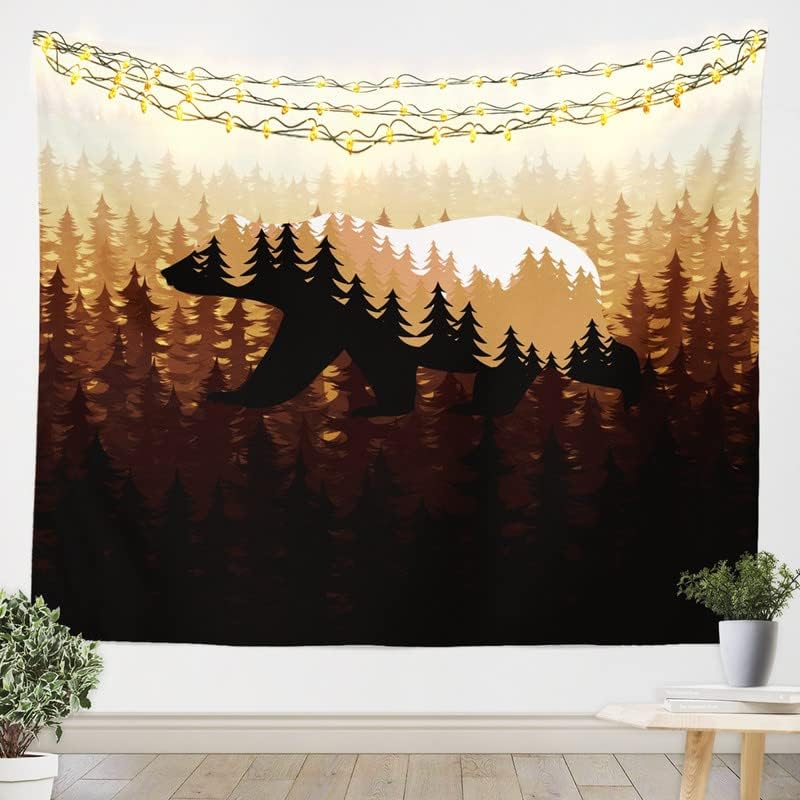 Miniatura 1 de Tapiz de oso para colgar en la pared para niños y niñas, decoración de bosque botánico, manta de pared de microfibra de granja con animales