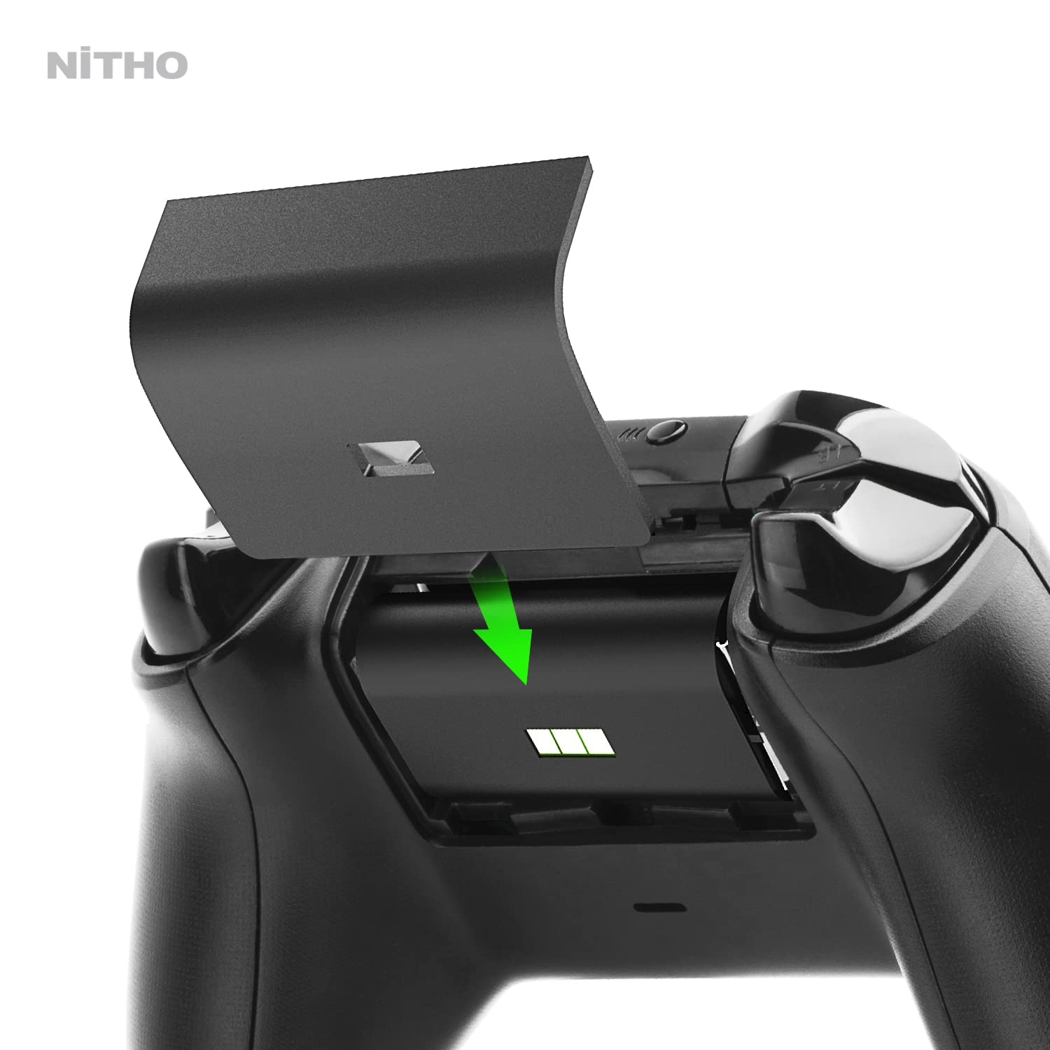 NITHO Cargador con 2 Baterías Recargables para Mando Xbox Series X/S, Xbox One S/X/Elite, Estación de Carga Rápida con 2 x 3000mWh Pilas y 2 Tapas de Batería, Indicador Led - Negro