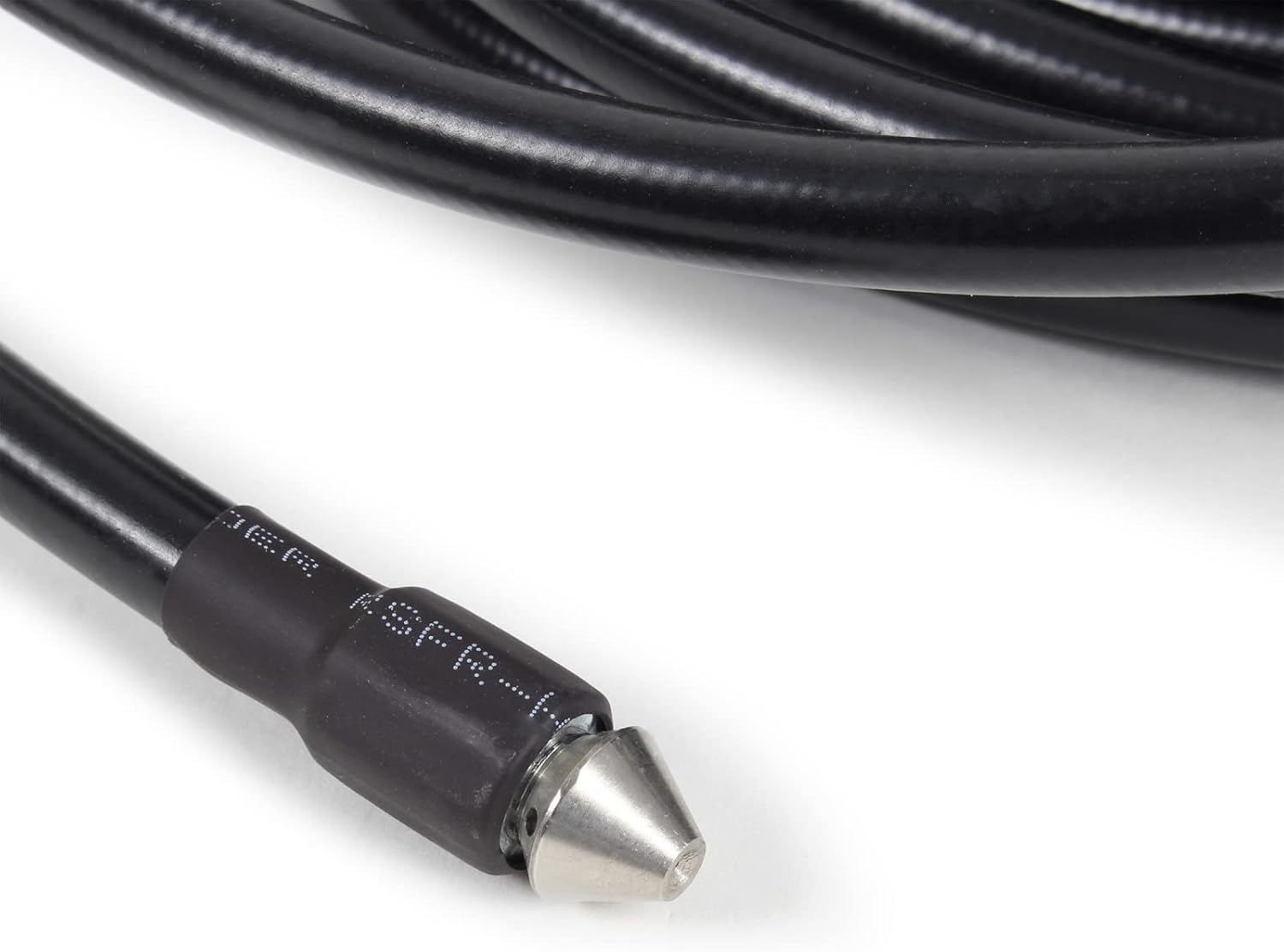 Close-up of the drain cleaning hose nozzle