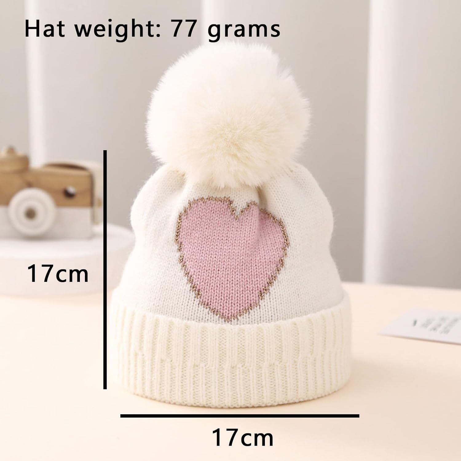 Toddler Kids Baby Beanie Hat Knitted Thick Winter Caps Cute Checkerboard Pompom Hats for Girls Boys 1-4 Years Old - Image 3