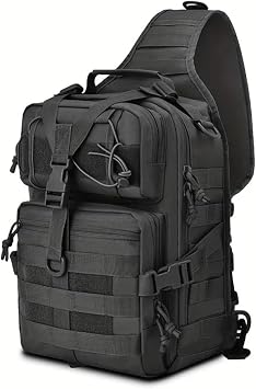 Tactical Sling Backpack Versatile Chest Bag Waterproof EDC Rucksack Bag for Outdoor Hiking CampingBlack