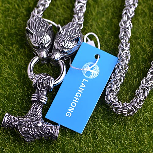 Norse Viking Necklace For Men Punk Stainless Steel Chain Mjolnir Thor Hammer Necklace Talisman Jewelry, Gift For Men2