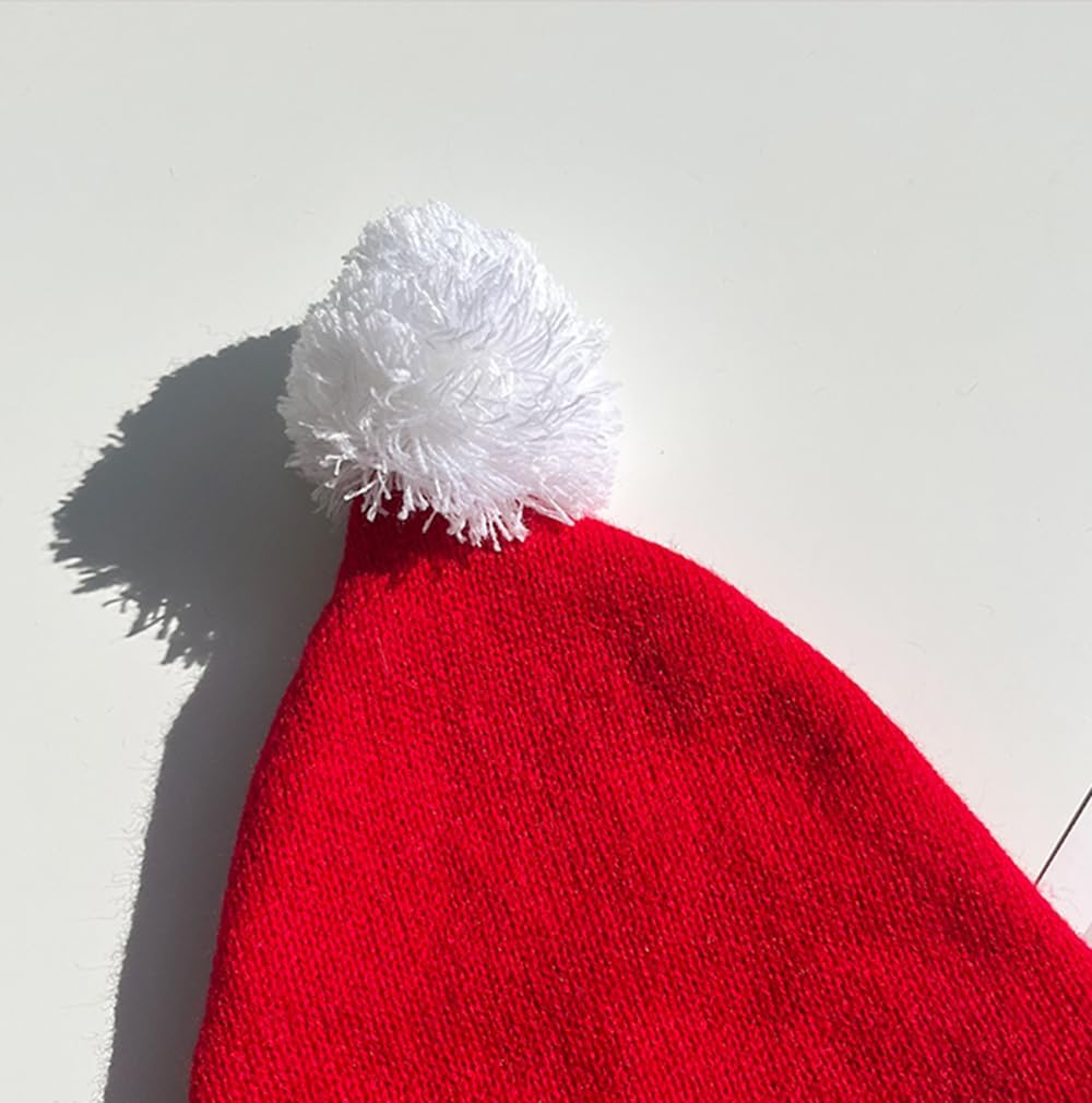 Women Men Christmas Knitted Beanies-with Pompom Winter Santa Beanie Hats Red and Green Christmas Hat - Image 8