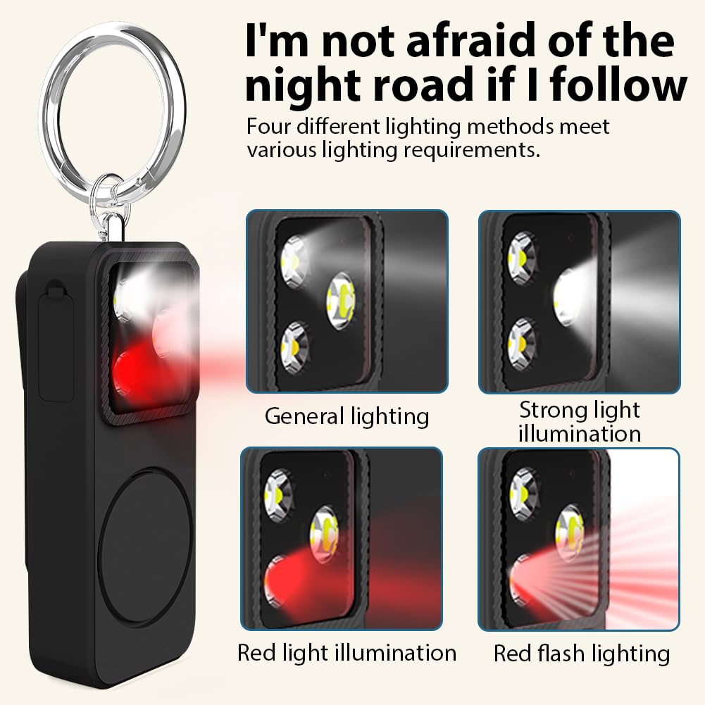 HOTUT Allarme Personale da Donna 150dB con Allarme e Flash Ricaricabile Sicurezza Personale di Emergenza, Kit Autodifesa di Sicurezza Portachiavi Dispositivo di Protezione per Ragazze Anziane