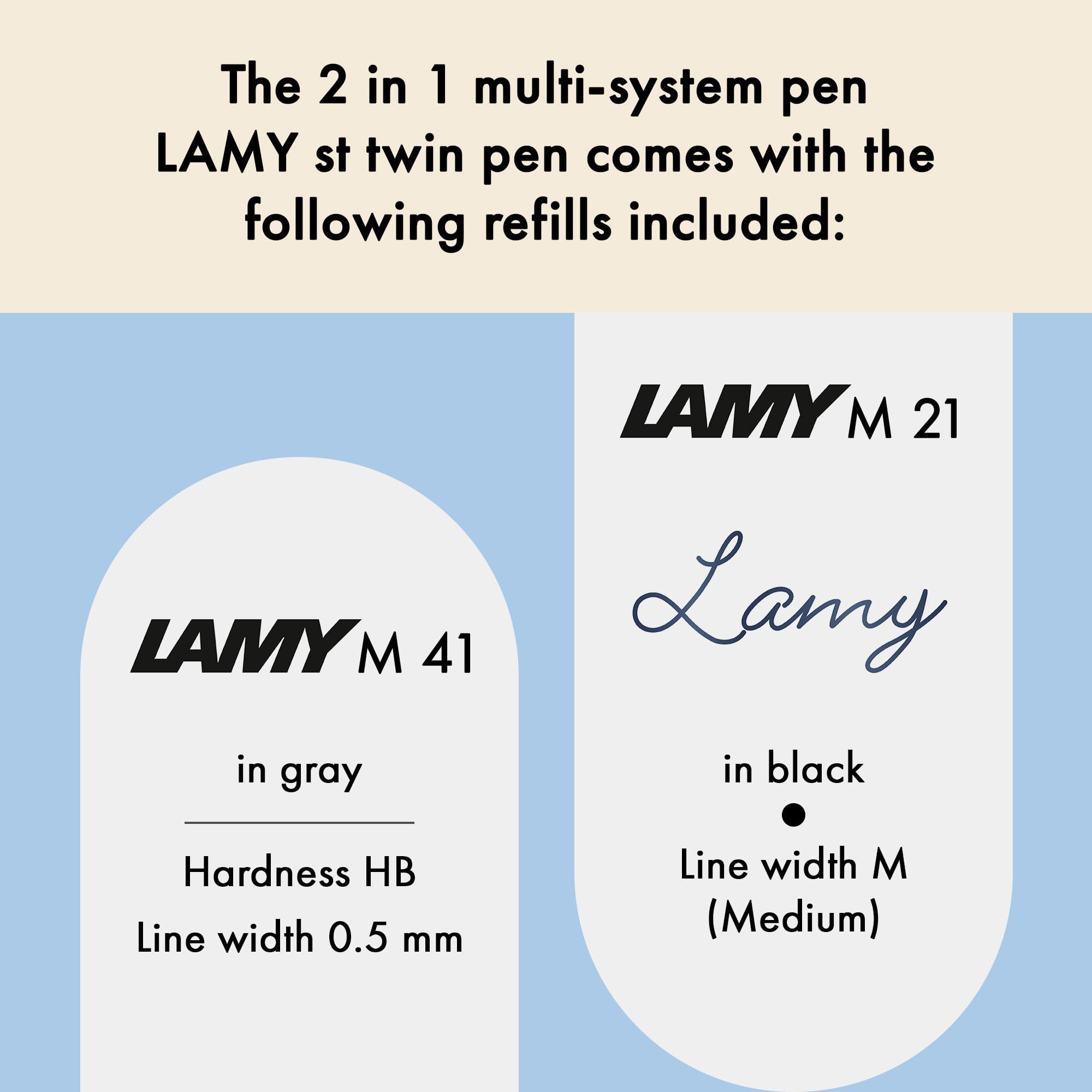 Lamy Twin Pen Twin pen 645 Długopis Kulkowy, Srebrny, 14.3 cm
