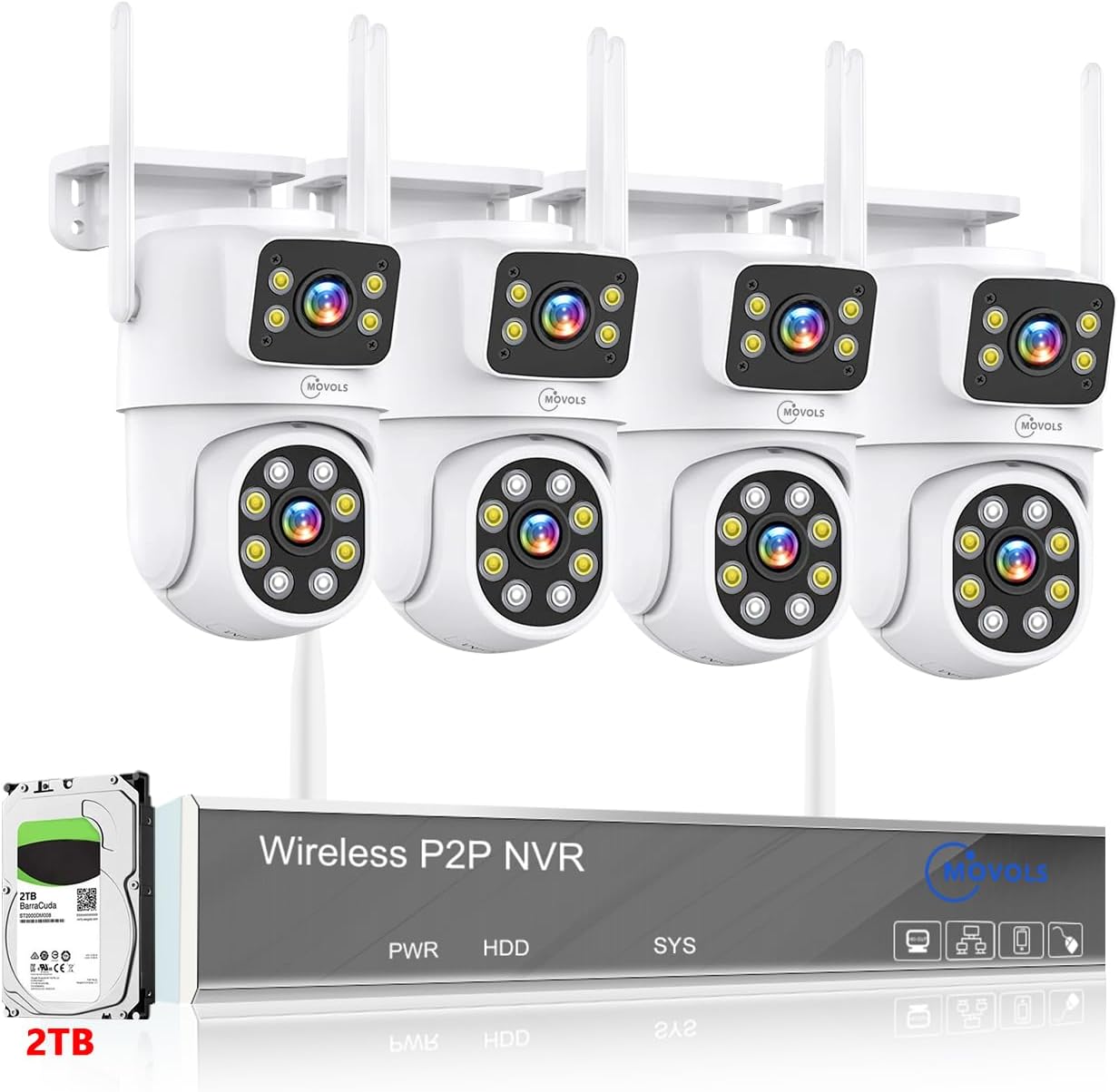 Gadpiparty GA YUFD M8SS K8 4K 8MP POE Security Camera System, Smart NVR With Human & Vehicle Detection, Dual Light Alarm, Color Night Vision (8 - View #2