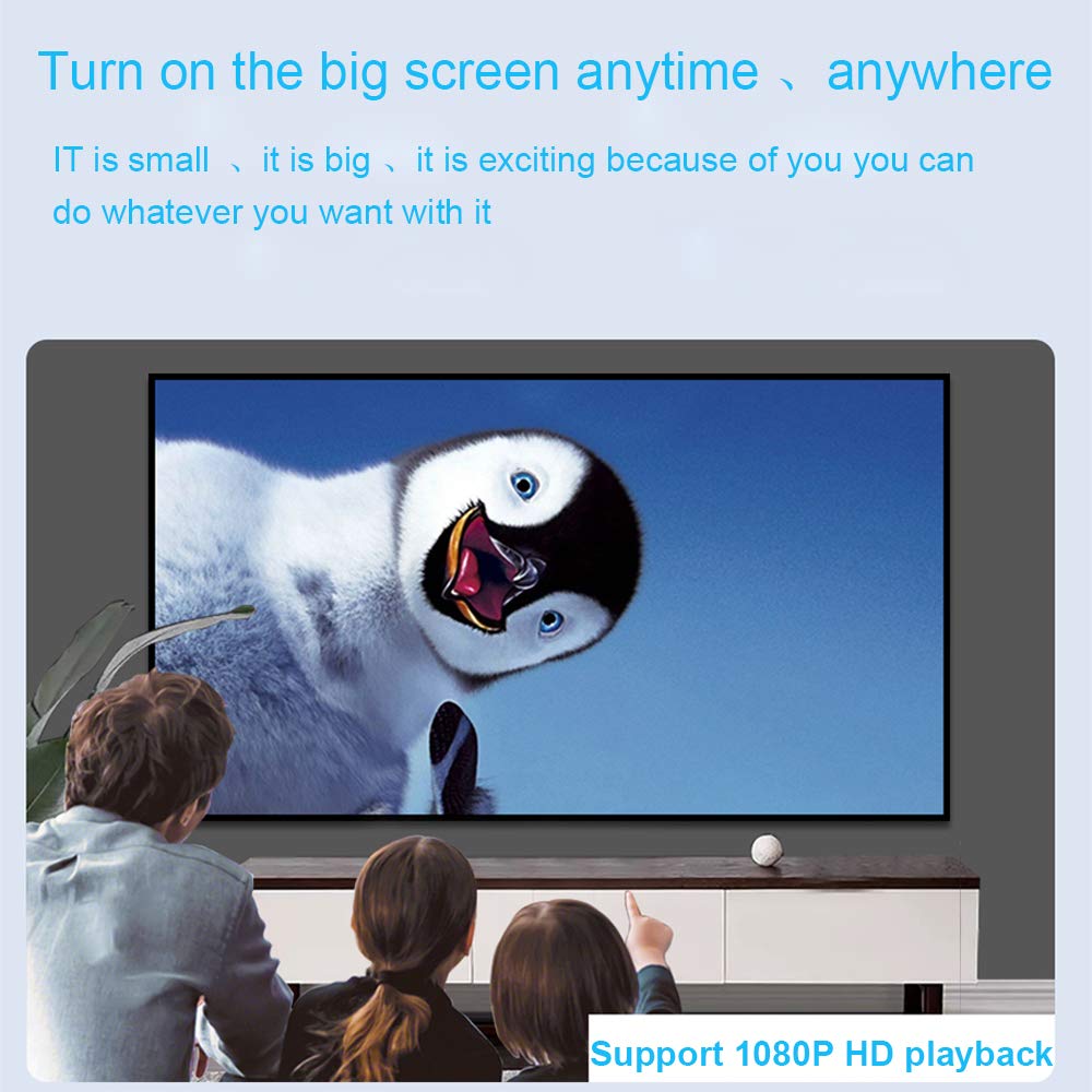 Mini proiettore portatile, videoproiettore tascabile per la casa e l’intrattenimento all'aperto con interfaccia HDMI/USB/Micro SD/AV/Micro USB e telecomando Supporto 1080P HDMI Input Stereo