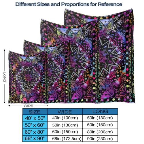 Kampdream KAMPDREAM-BLANKET Colorful Ceometric Art Throw Blanket, Hippie Abstract Sun And Moon Purple Aesthetic Comforter Nap Throws For Couch Chair Bed Decor Comforter 40×50 Inch thumb #6