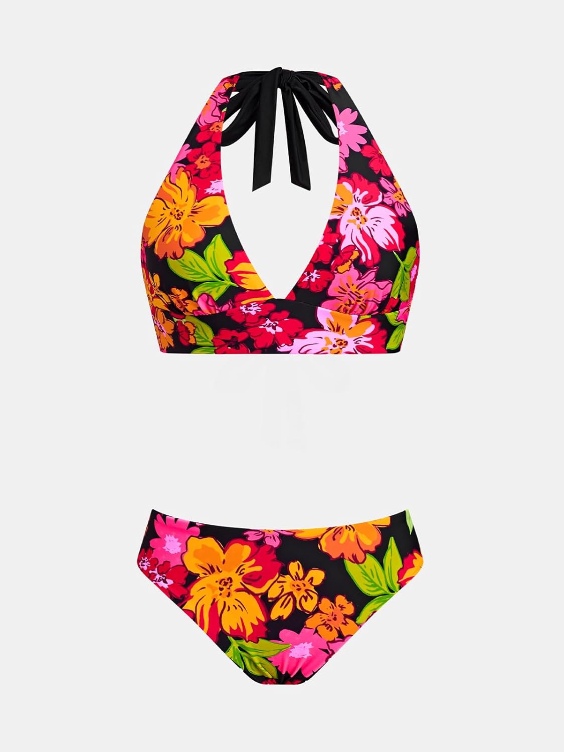 CUPSHE Women's Bikini Sets Halter V Neck Reversible Self Tied Bathing Suit Double Side Multi Ways Wearing