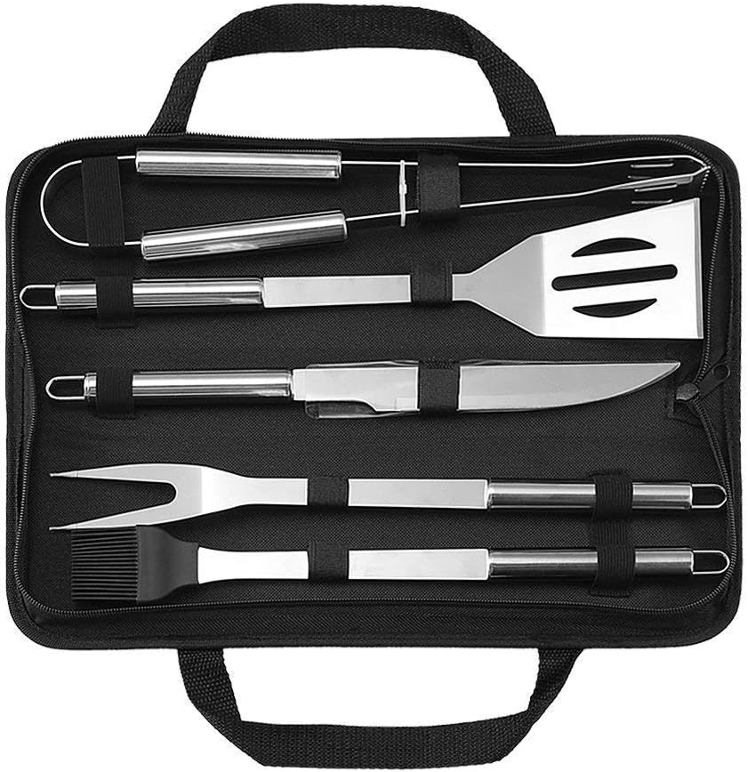 Fabrilla 5 pcs BBQ Grilling Tool Kit - Stainless Steel Barbecue Grill Utensil Set (5 pcs Tool Kit with Bag)