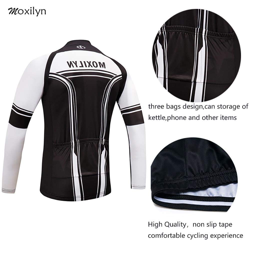 Moxilyn Conjunto Jersey De Ciclismo,Polar Térmico De Invierno Manga Larga,Ropa De Ciclismo,Top De Manga Larga y Pantalones Largos De Johns,Set De Ciclismo Caliente,Cálido ya prueba de viento