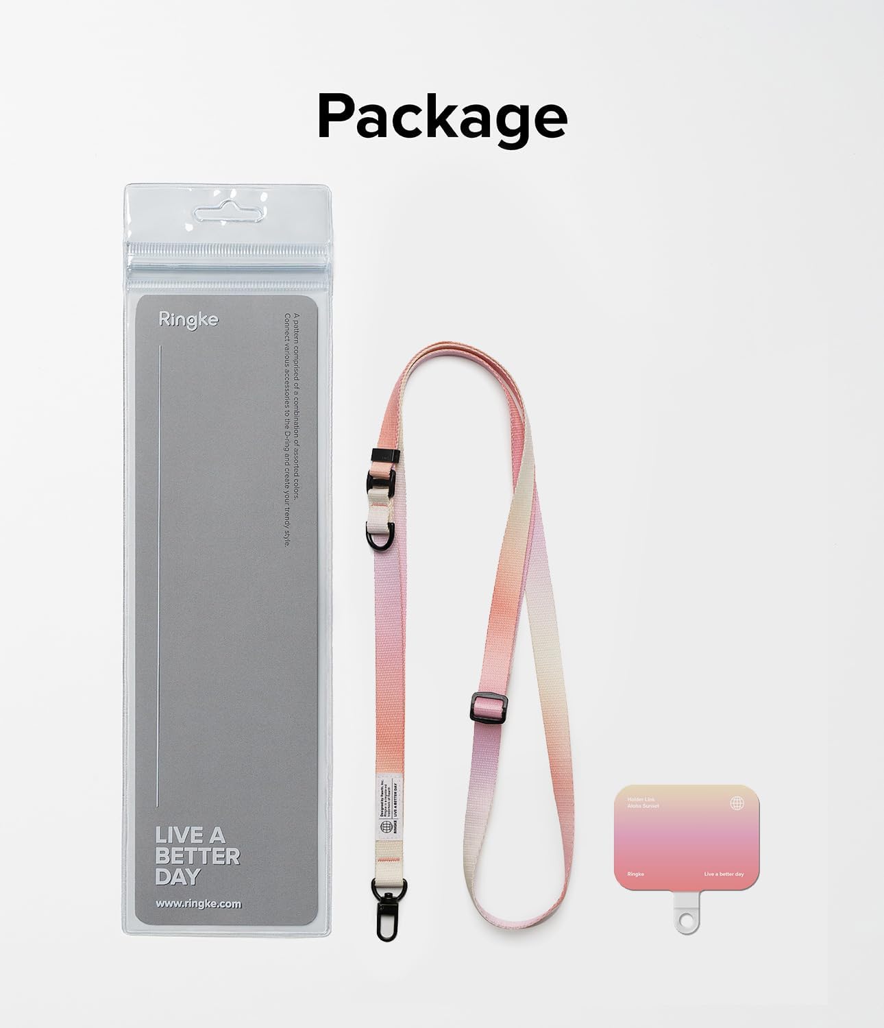 Ringke Holder Link Snap Hook Lanyard for Universal Cell Phone Case, Adjustable Crossbody Phone Lanyard