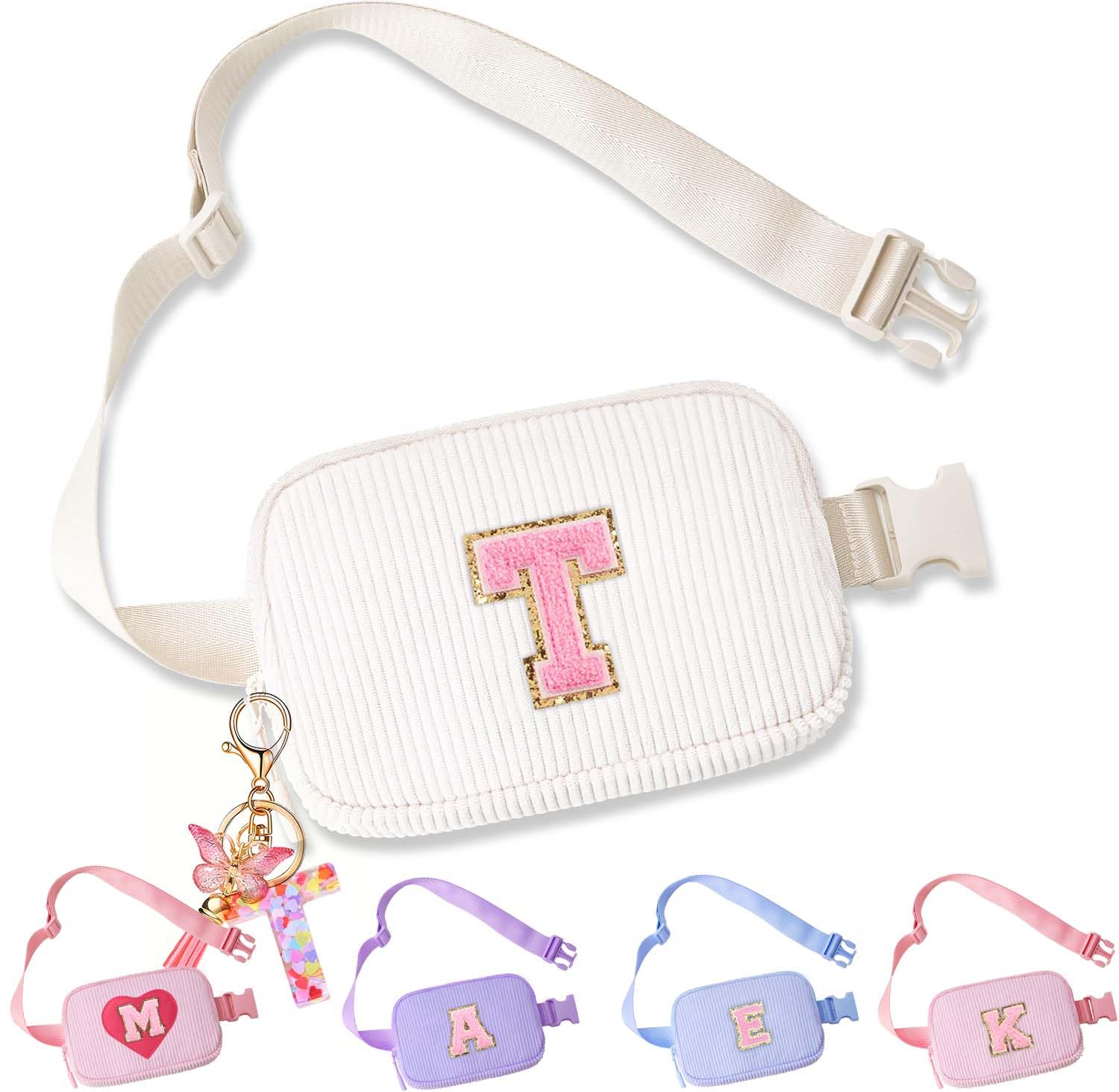 Belt Bag for Girls Gifts - Birthday Gifts for Teenager, Personalized Gifts for Mom Freind Sister Teacher, Graduation GiftsInitial Crossbody Bag Belt Bag for Women T
