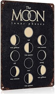 Moon Lunar Phases Chart Aluminum Metal Sign 8 x 12 Inch